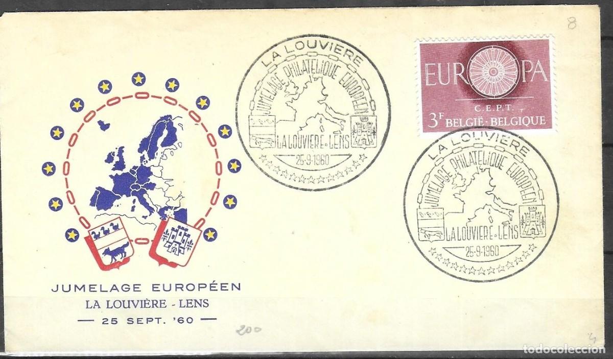 Briefmarken: Sobre Primer D&iacute;a (FDC) Europa CEPT B&eacute;lgica 1960 - Hermanamiento La Louvi&egrave;re - Lens