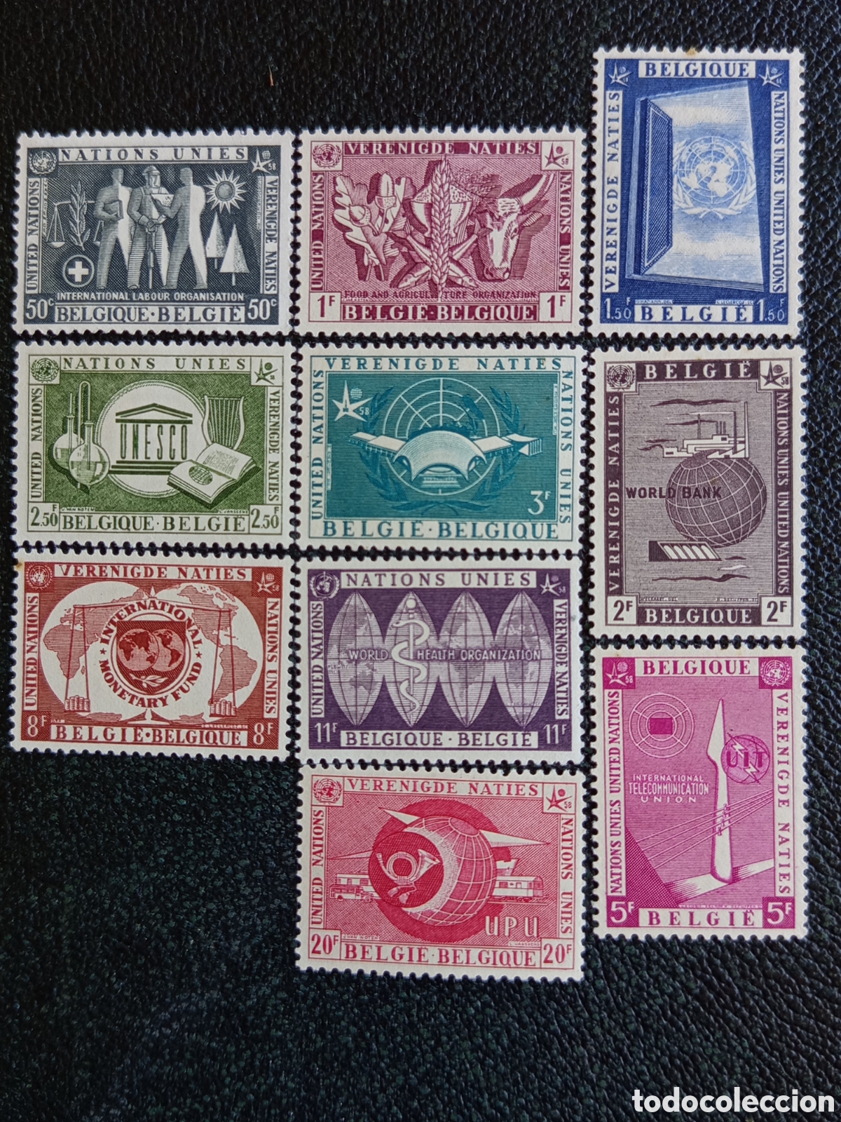 Francobolli: Sellos B&eacute;lgica 1958 Colecci&oacute;n Completa ONU Expo Bruselas Michel 1100 a 1115 MNH