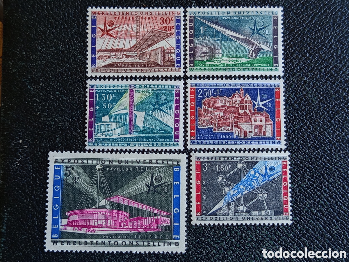 Francobolli: Sellos B&eacute;lgica 1958 Colecci&oacute;n Completa Expo 58 Bruselas Michel 1094 a 1099 MNH