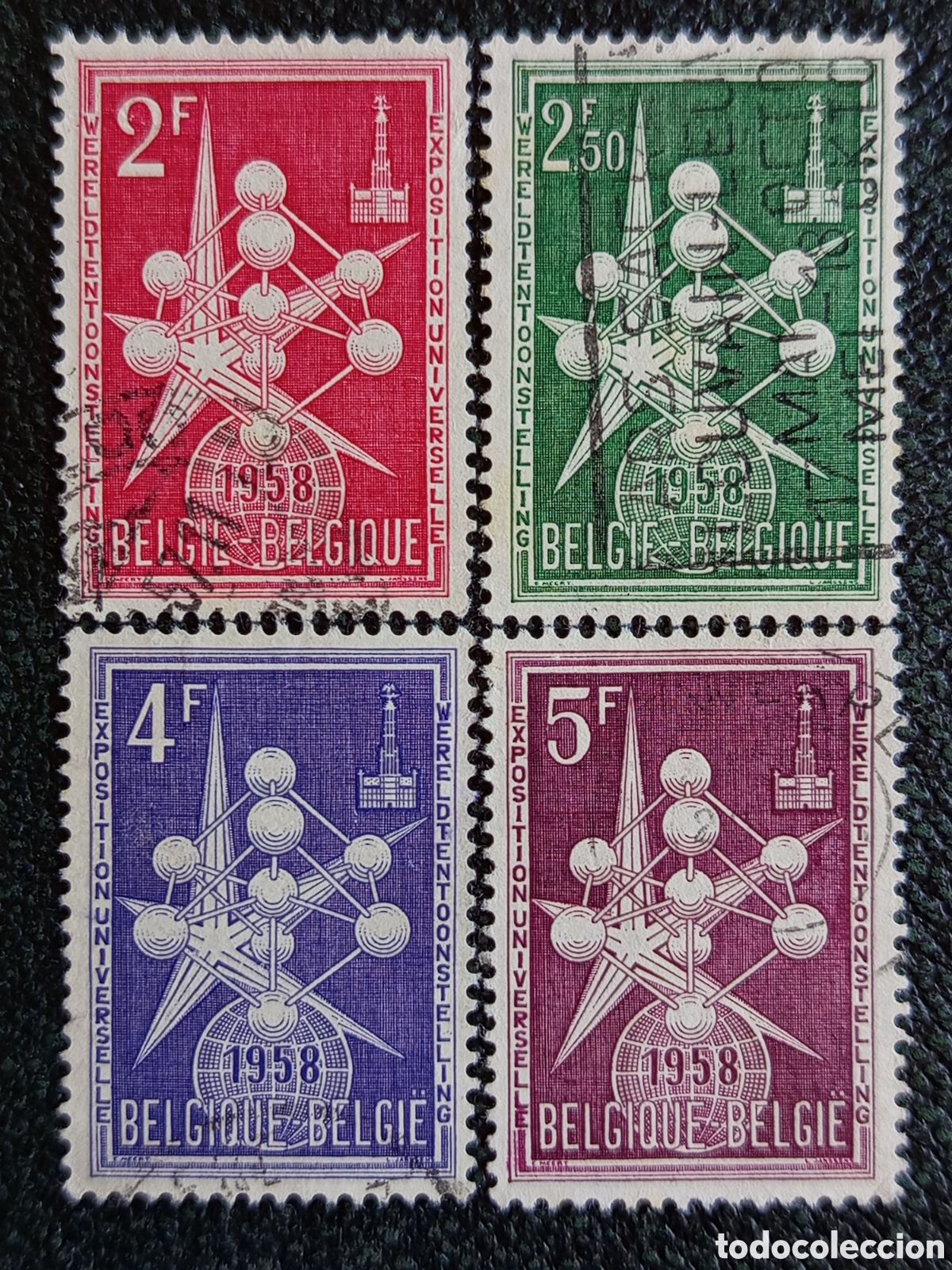 Francobolli: Sellos B&eacute;lgica 1957-1958 Serie Completa Atomium Expo 58 Michel 1008 al 1010