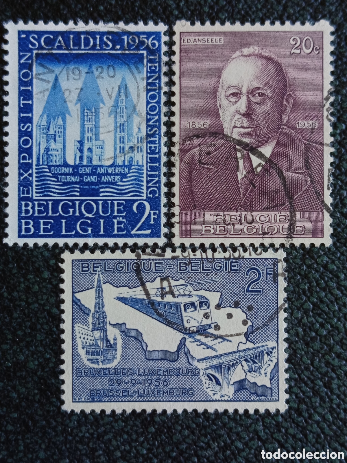 Timbres: Sellos B&eacute;lgica 1956 Lote 3 Valores Conmemorativos Usados Michel 1039 al 1042