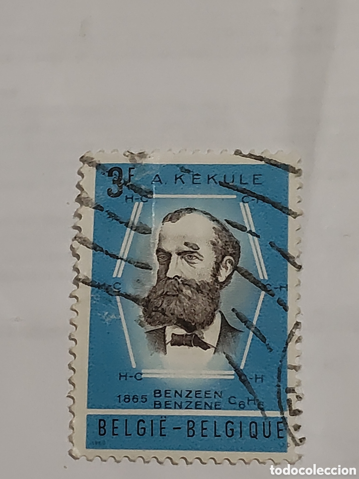 Stamps: Sello de B&eacute;lgica centenario de la formulaci&oacute;n de la estructura del Benzeno por el qu&iacute;mico alem&aacute;n -