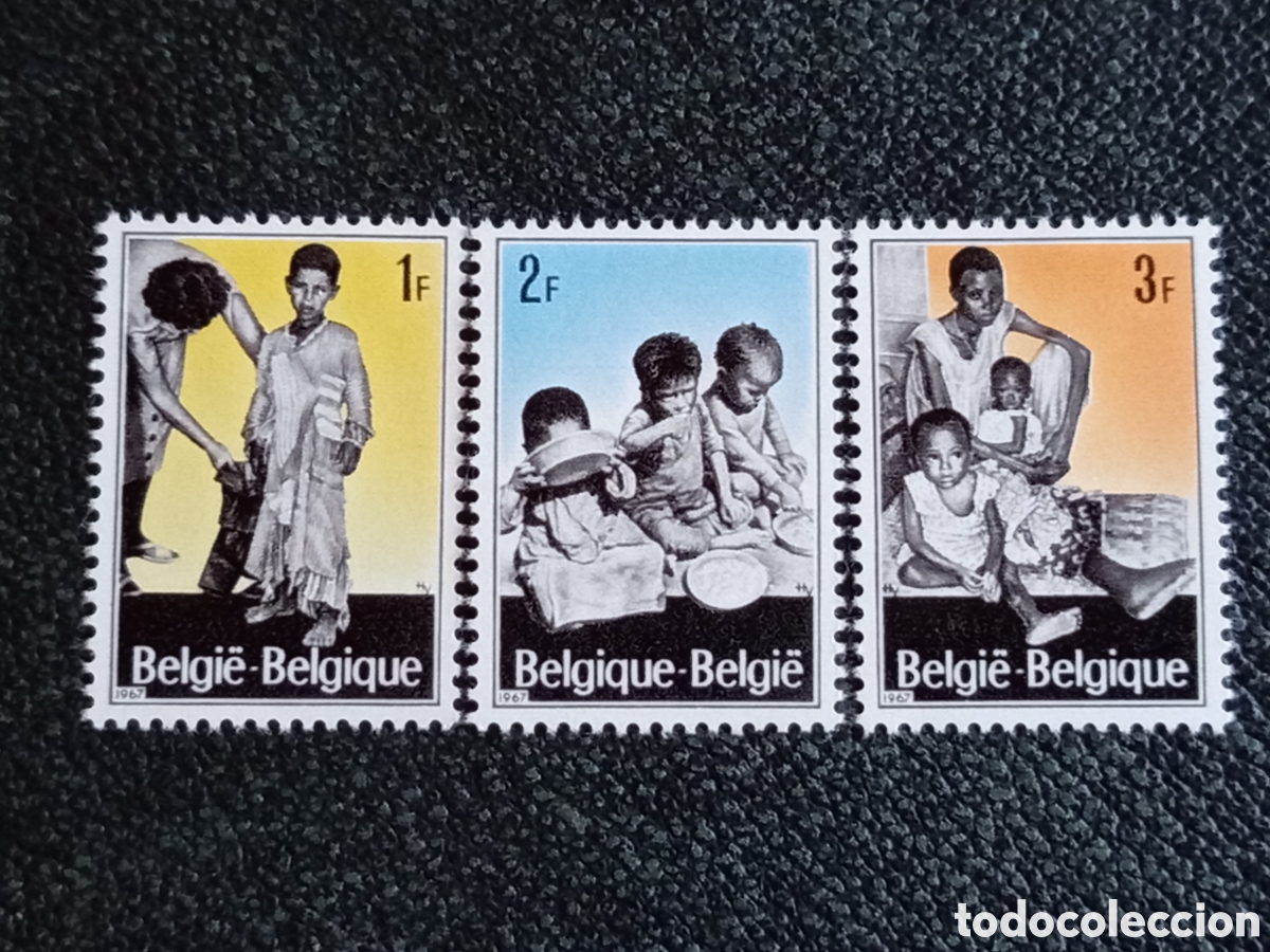Selos: Sellos B&eacute;lgica 1967 Serie Completa Campa&ntilde;a Refugiados &Aacute;frica Michel 1465 a 1467 MH