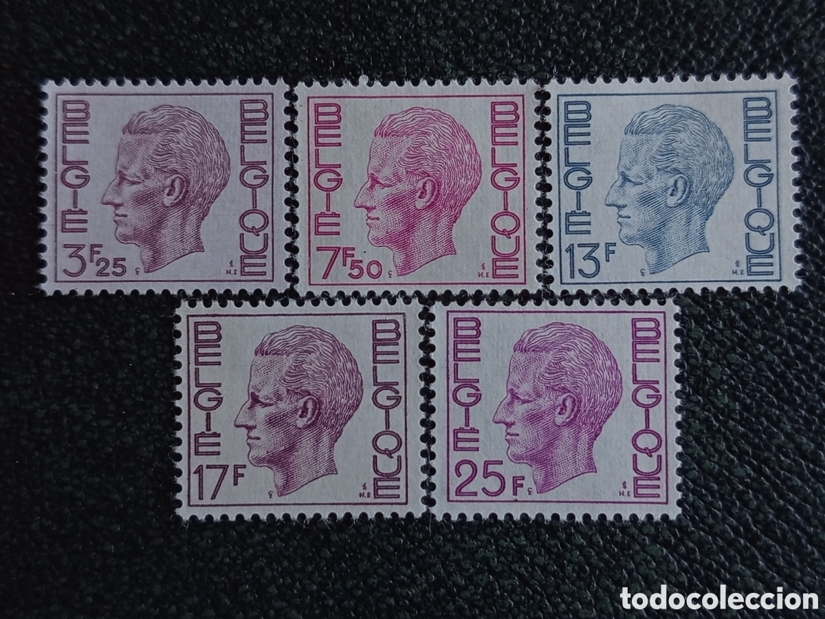 Selos: Sellos B&eacute;lgica 1971 Lote 5 Valores Rey Balduino Tipo Elstr&oslash;m MH Michel 1640-1749