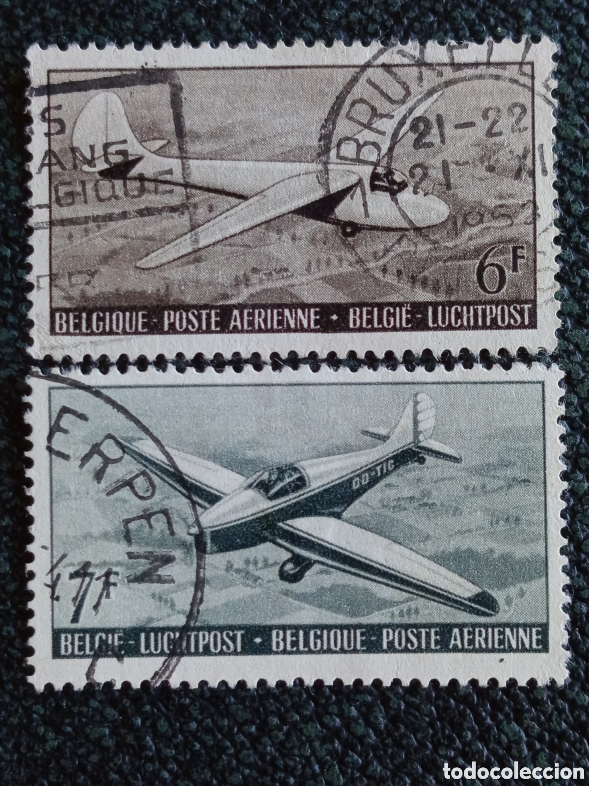 Briefmarken: Serie Completa B&eacute;lgica 1951 Aniversario Aero Club Correo A&eacute;reo Usados Yvert 28/29