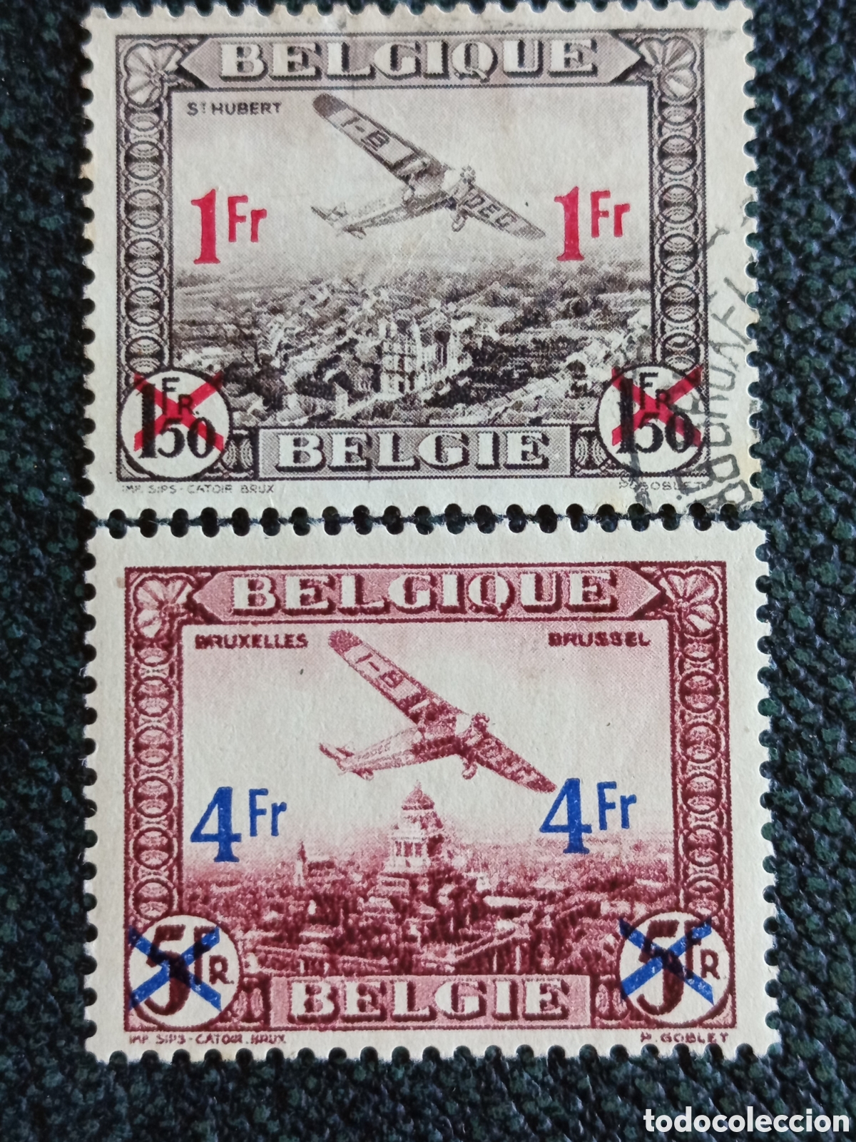 Briefmarken: Serie Completa B&eacute;lgica 1935 Vuelo Congo Correo A&eacute;reo Sobrecargados MNH Yvert 6/7