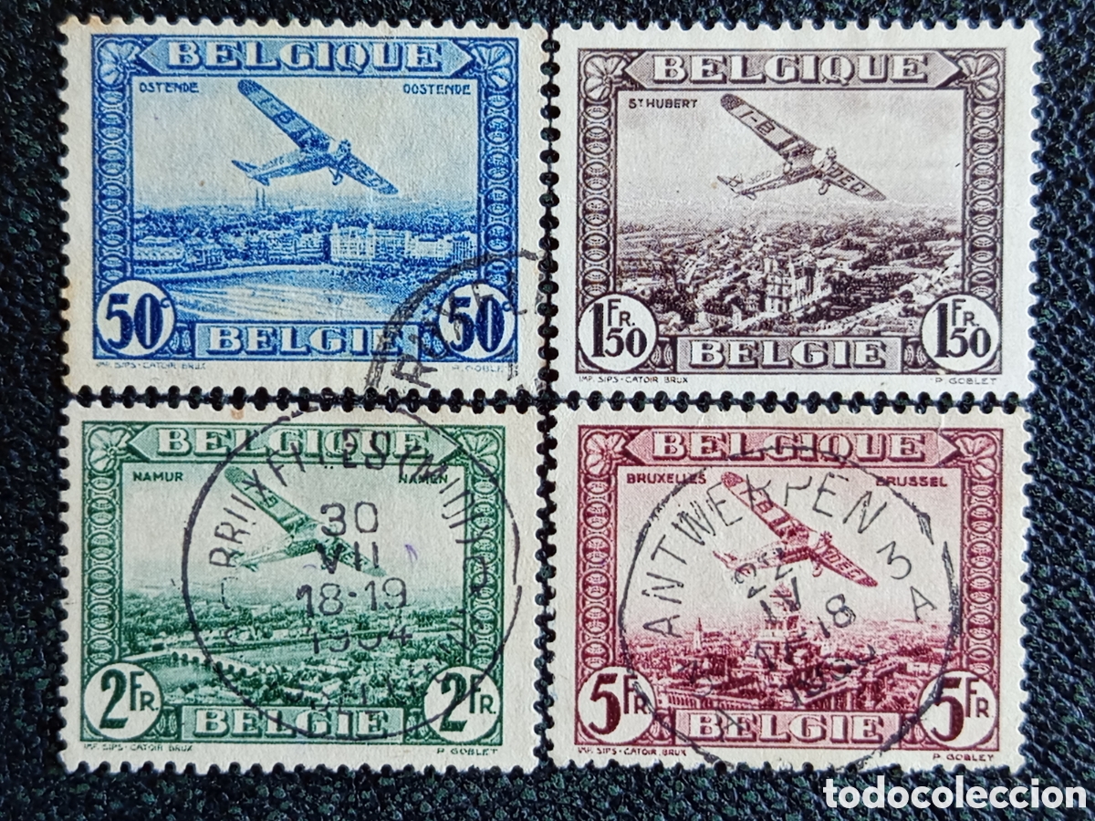 Selos: Serie Completa B&eacute;lgica 1930 Correo A&eacute;reo Avi&oacute;n Fokker F.VII Usados Yvert PA 1/4