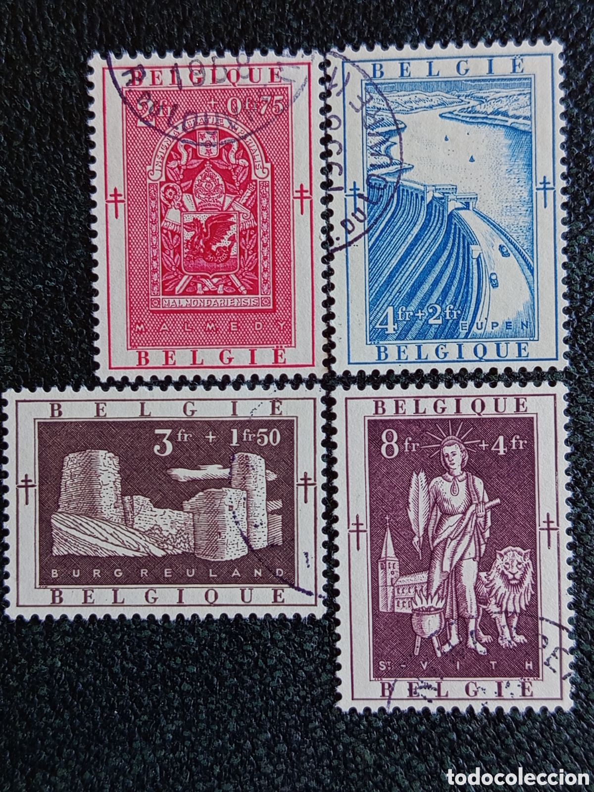 Francobolli: B&eacute;lgica 1952 Cantones del Este Eupen Malmedy Usados (Cat. Yvert 904/907 parte)