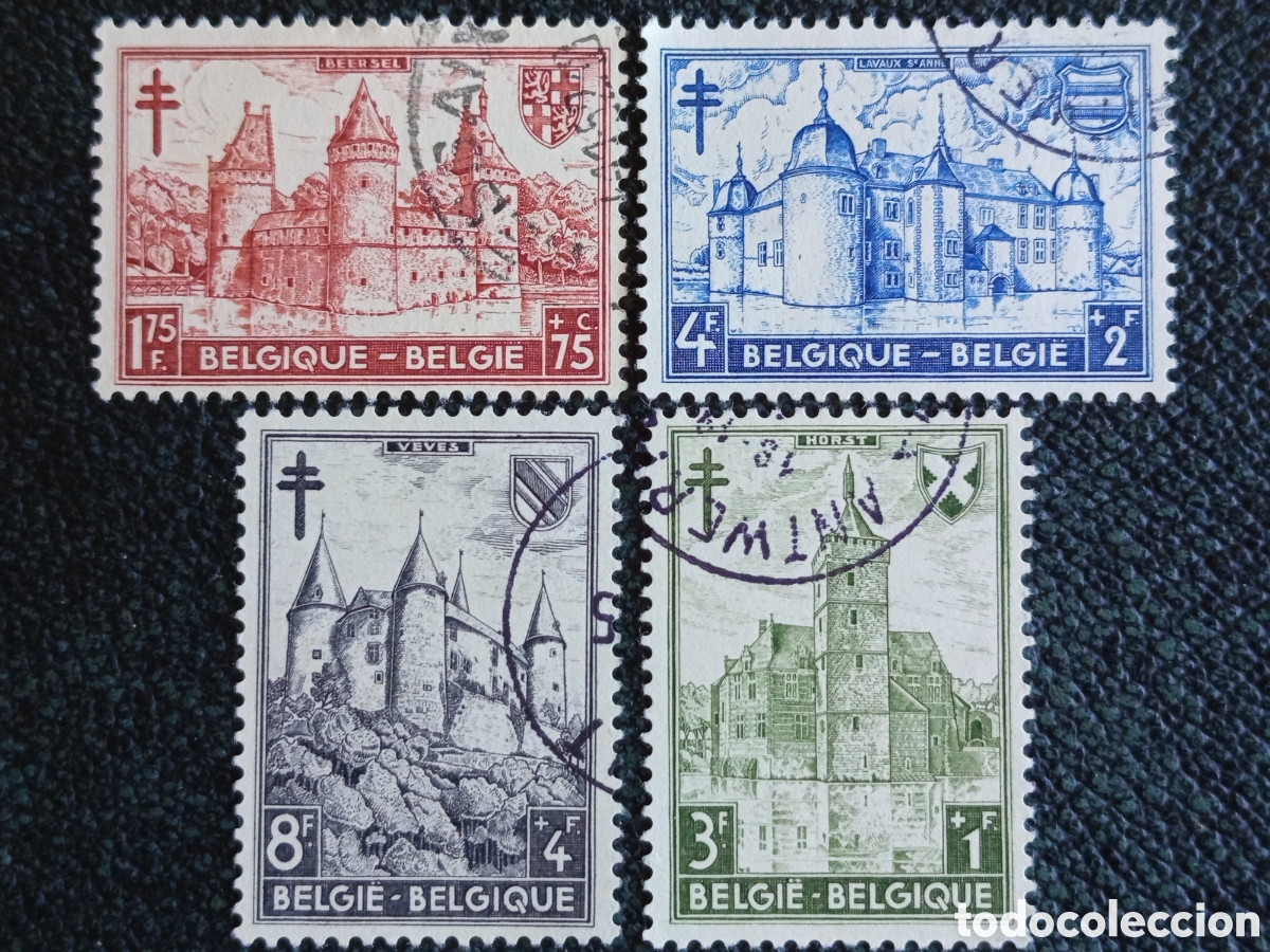 Briefmarken: B&eacute;lgica 1951 Serie Castillos Antituberculosis Usada (Yvert 872/875 )