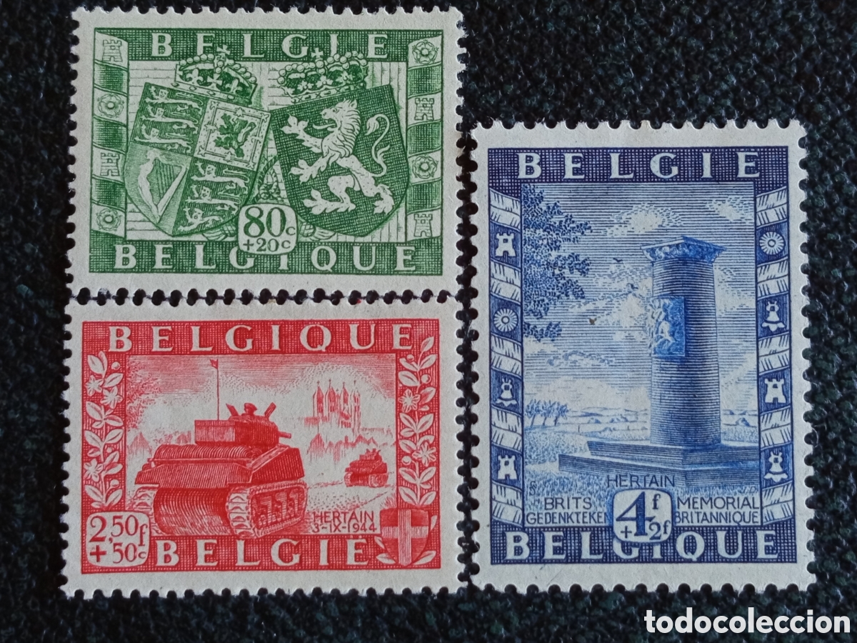 Francobolli: Serie Completa Sellos B&eacute;lgica 1950 Liberaci&oacute;n Hertain (Yvert 823/825 - MH)