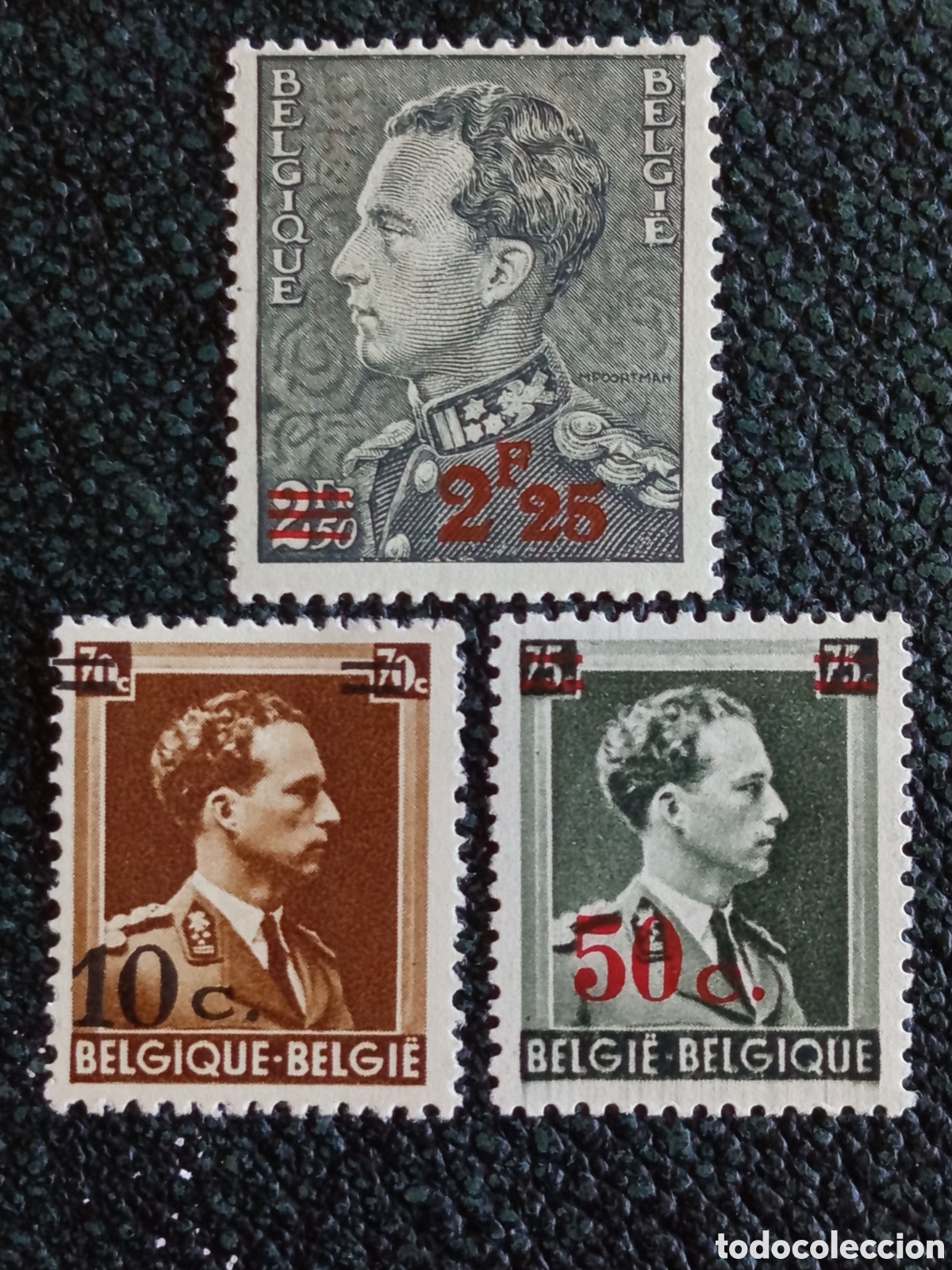 Sellos: Lote 3 Sellos B&eacute;lgica 1940/41 Rey Leopoldo III Sobrecargados (Michel 522/532) MH