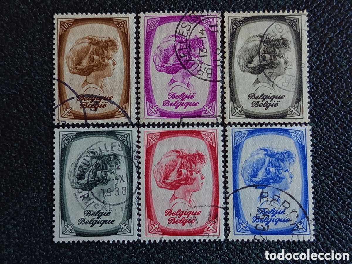 Timbres: Lote 6 Sellos B&eacute;lgica 1938 Antituberculosis Pr&iacute;ncipe Alberto (Yvert 488/493)