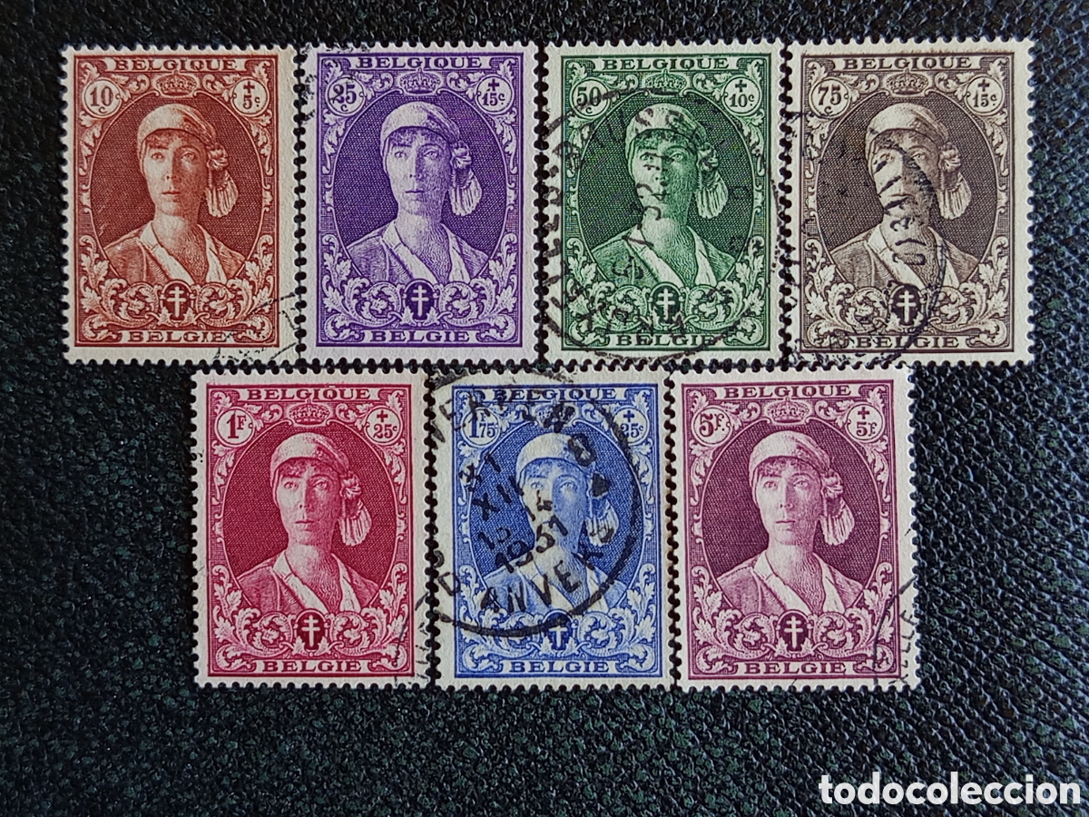 Timbres: Serie Completa Sellos B&eacute;lgica 1931 Antituberculosis Reina Isabel (Michel 315/321)