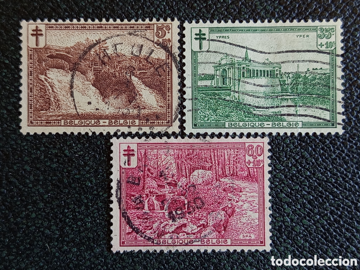 Timbres: Lote 3 Sellos B&eacute;lgica 1933 Paisajes Antituberculosis (Michel 367 / 369)