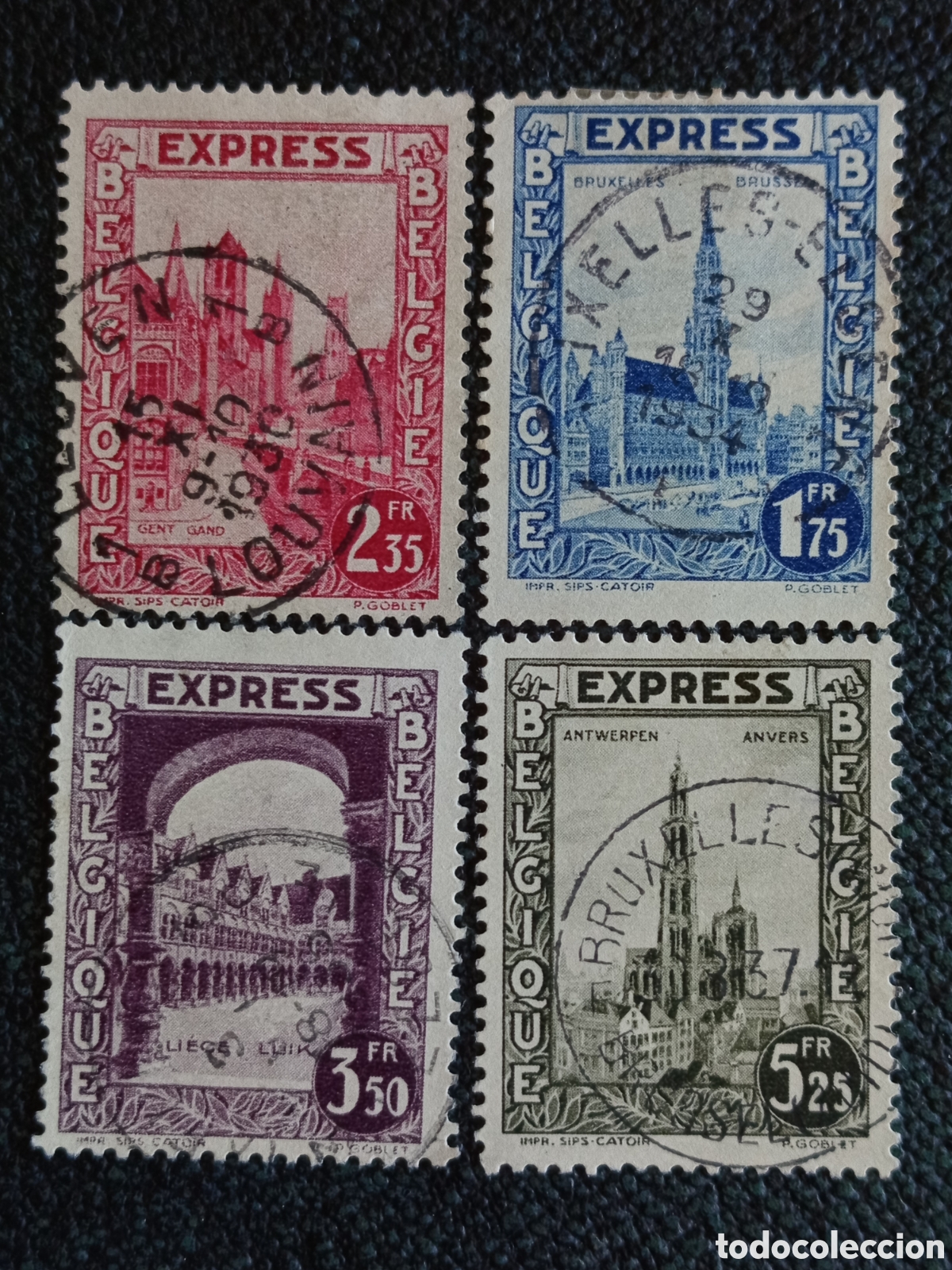 Stamps: Lote 4 Sellos B&eacute;lgica 1929 Correo Urgente Express (Michel 266, 267, 268 y 269)