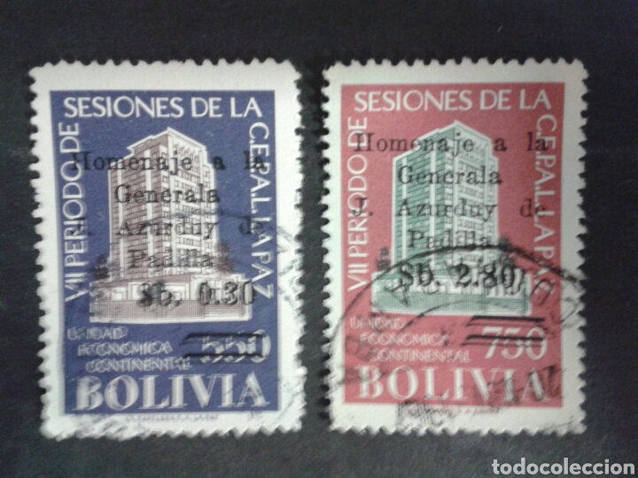 Sellos: SELLOS DE BOLIVIA. YVERT 455/6. SERIE COMPLETA USADA. - Foto 1 - 81118927