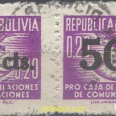 Sellos: 665979 USED BOLIVIA 1953 EMISION A BENEFICIO PARA LA CAJA DE JUBILACIONES