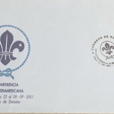 Sellos: O) 2001 BOLIVIA, INTER-AMERICAN SCOUT CONFERENCE. MAP, EMBLEM, FDC XF