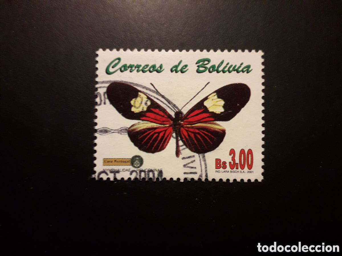 Sellos: BOLIVIA YVERT 1100 J SELLO SUELTO USADO 2001 FAUNA INSECTOS MARIPOSAS, PEDIDO M&Iacute;NIMO 3&euro;