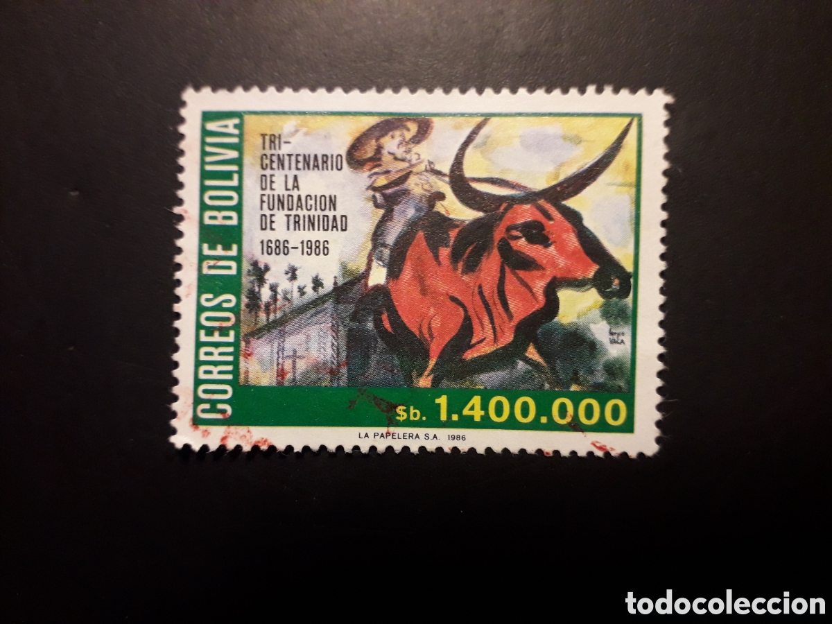 Sellos: BOLIVIA YVERT 664 SERIE COMPLETA USADA 1986 FUNDACI&Oacute;N CIUDAD DE TRINIDAD, TORO PEDIDO M&Iacute;NIMO 3&euro;