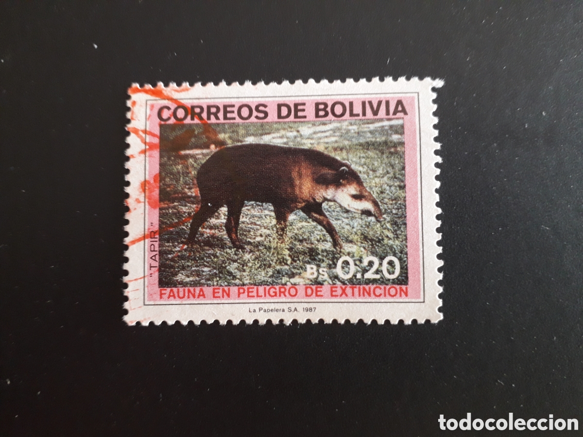 Sellos: BOLIVIA YVERT 684 SELLO SUELTO USADO 1987 FAUNA TAPIR PEDIDO M&Iacute;NIMO 3&euro;