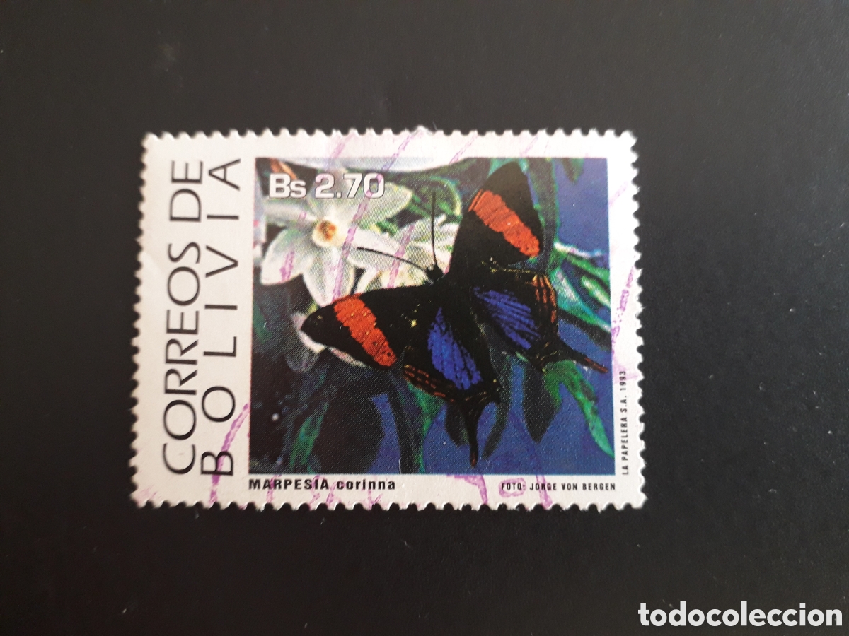 Sellos: BOLIVIA YVERT 832 SELLO SUELTO USADO 1989 FAUNA INSECTOS MARIPOSAS PEDIDO M&Iacute;NIMO 3&euro;