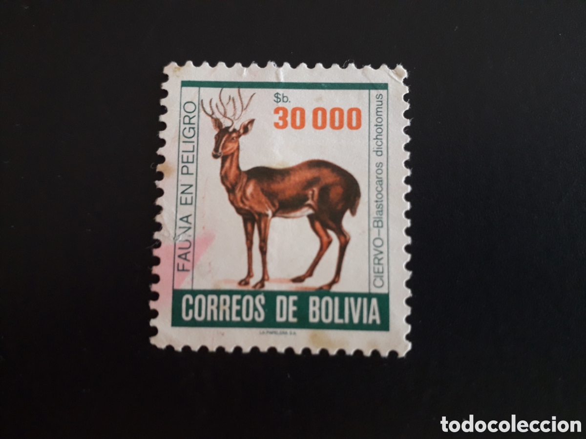 Sellos: BOLIVIA YVERT 659 SELLO SUELTO USADO 1985 FAUNA CIERVO PEDIDO M&Iacute;NIMO 3&euro;