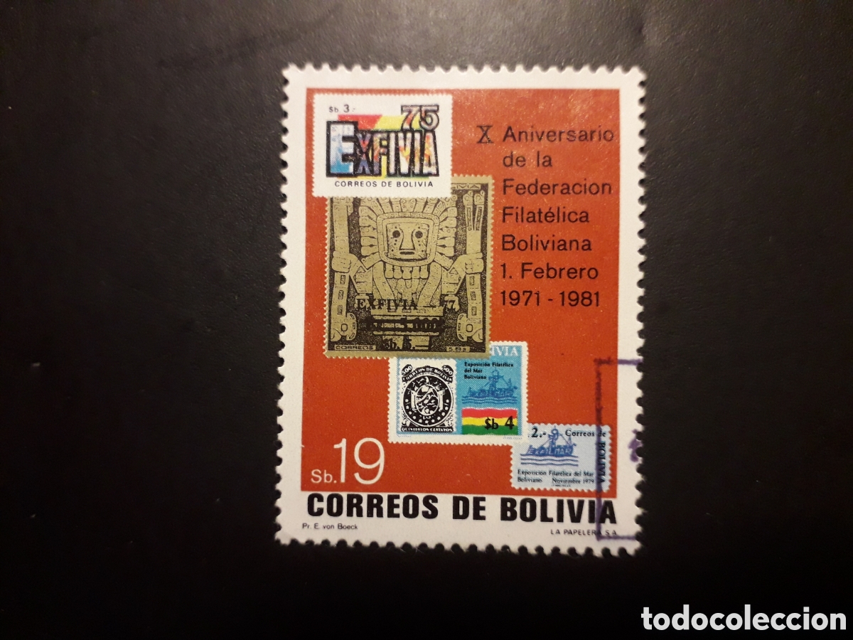 Sellos: BOLIVIA YVERT 626 SERIE CTA USADA 1982 FEDERACI&Oacute;N FILAT&Eacute;LICA SELLOS SOBRE SELLOS PEDIDO M&Iacute;NIMO 3&euro;
