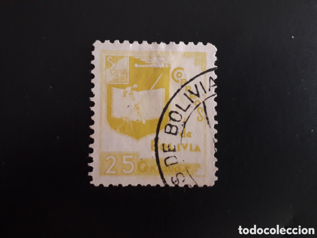 Sellos: BOLIVIA YVERT 228 SELLO SUELTO USADO 1939 ESCUDO PEDIDO M&Iacute;NIMO 3&euro;
