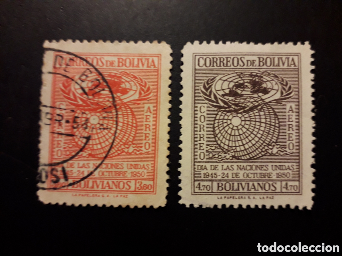 Sellos: BOLIVIA YVERT A 115/6 SERIE COMPLETA USADA 1950 D&Iacute;A DE LAS NACIONES UNIDAS ONU PEDIDO M&Iacute;NIMO 3&euro;
