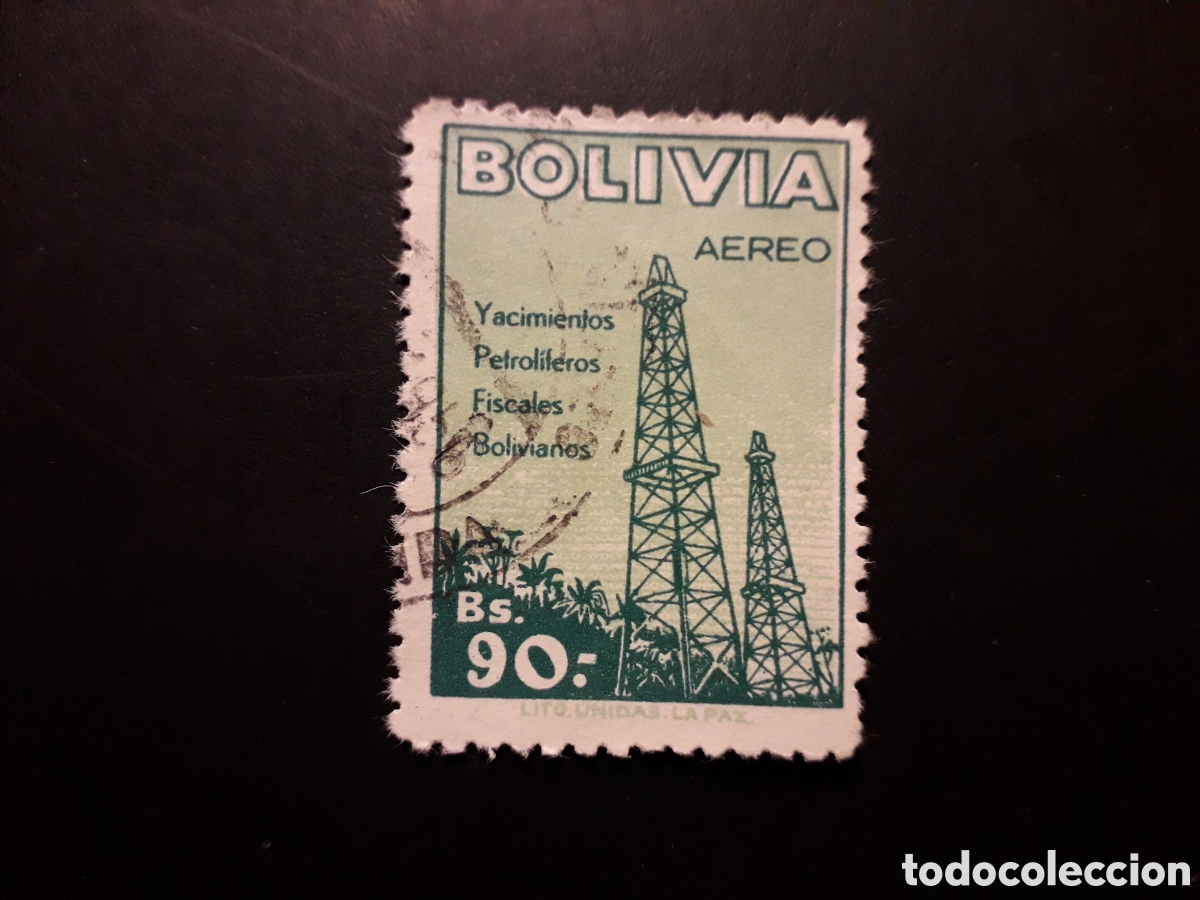 Sellos: BOLIVIA YVERT A 161 SELLO SUELTO USADO 1955 INDUSTRIA PETROLERA PETROLEO PEDIDO M&Iacute;NIMO 3&euro;