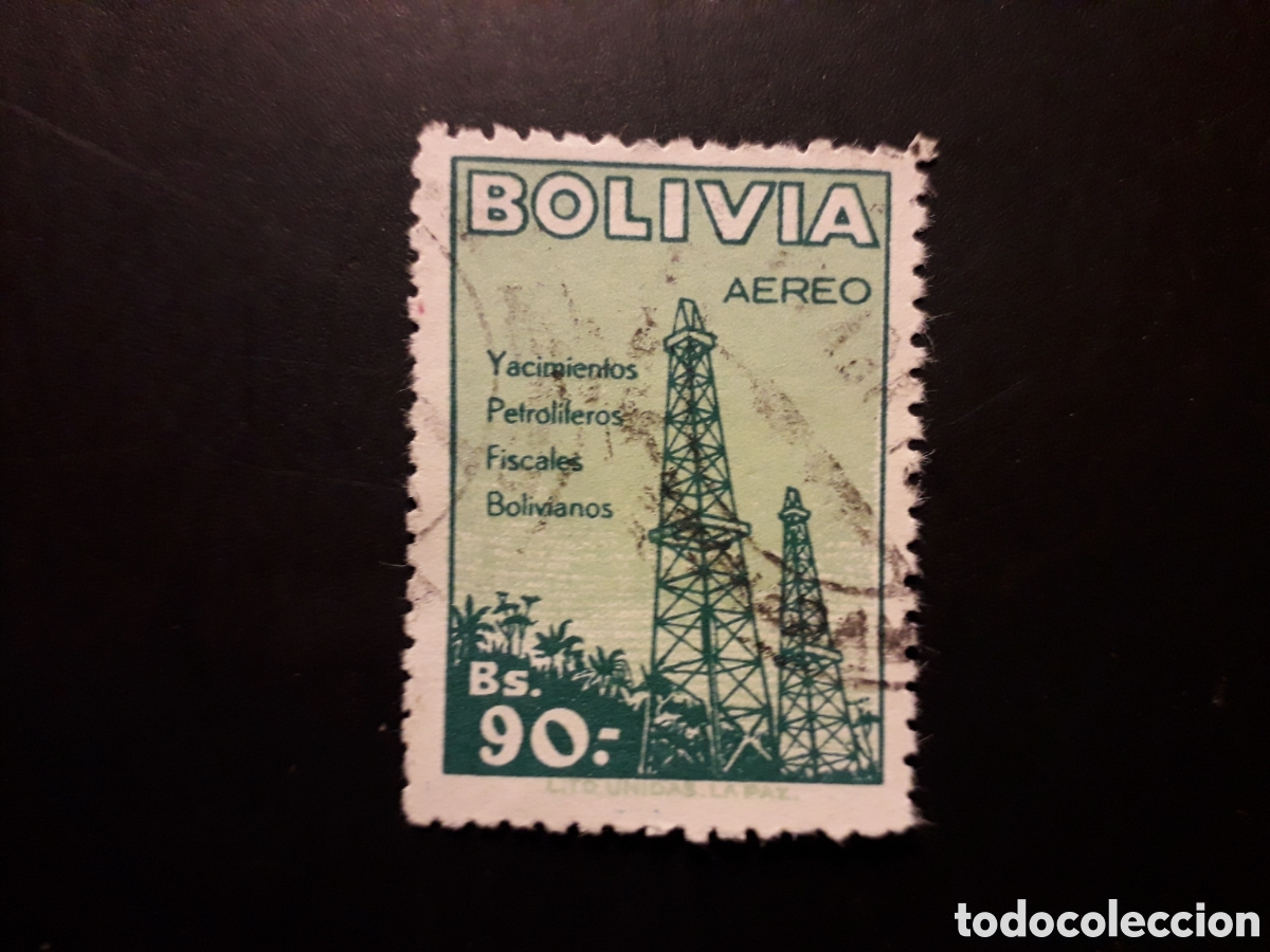 Sellos: BOLIVIA YVERT A 161 SELLO SUELTO USADO 1955 INDUSTRIA PETROLERA PETROLEO PEDIDO M&Iacute;NIMO 3&euro;