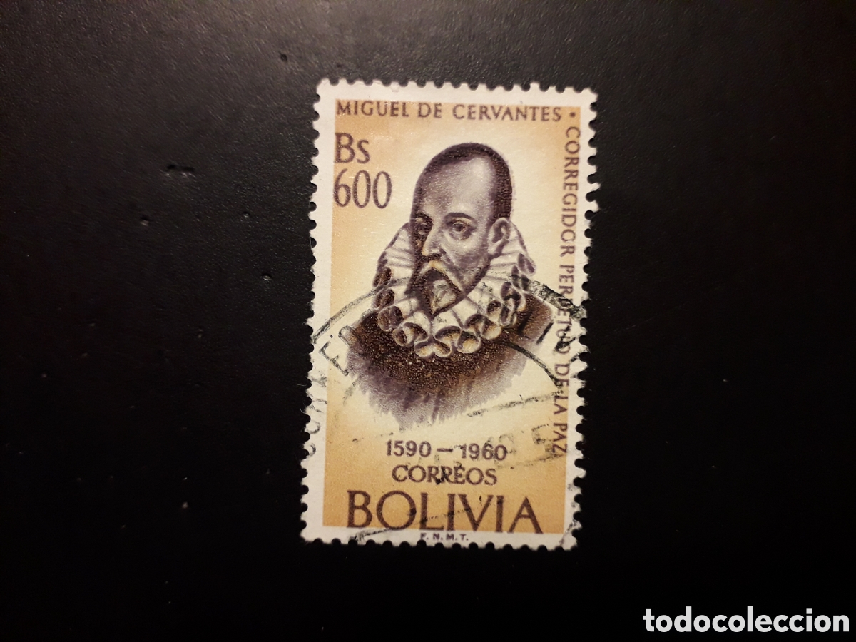 Sellos: BOLIVIA YVERT 418 SELLO SUELTO USADO 1961 MIGUEL DE CERVANTES QUIJOTE LITERATURA PEDIDO M&Iacute;NIMO 3&euro;