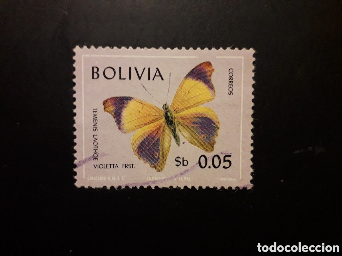 Sellos: BOLIVIA YVERT 488 SELLO SUELTO USADO 1970 FAUNA INSECTOS MARIPOSAS PEDIDO M&Iacute;NIMO 3&euro;
