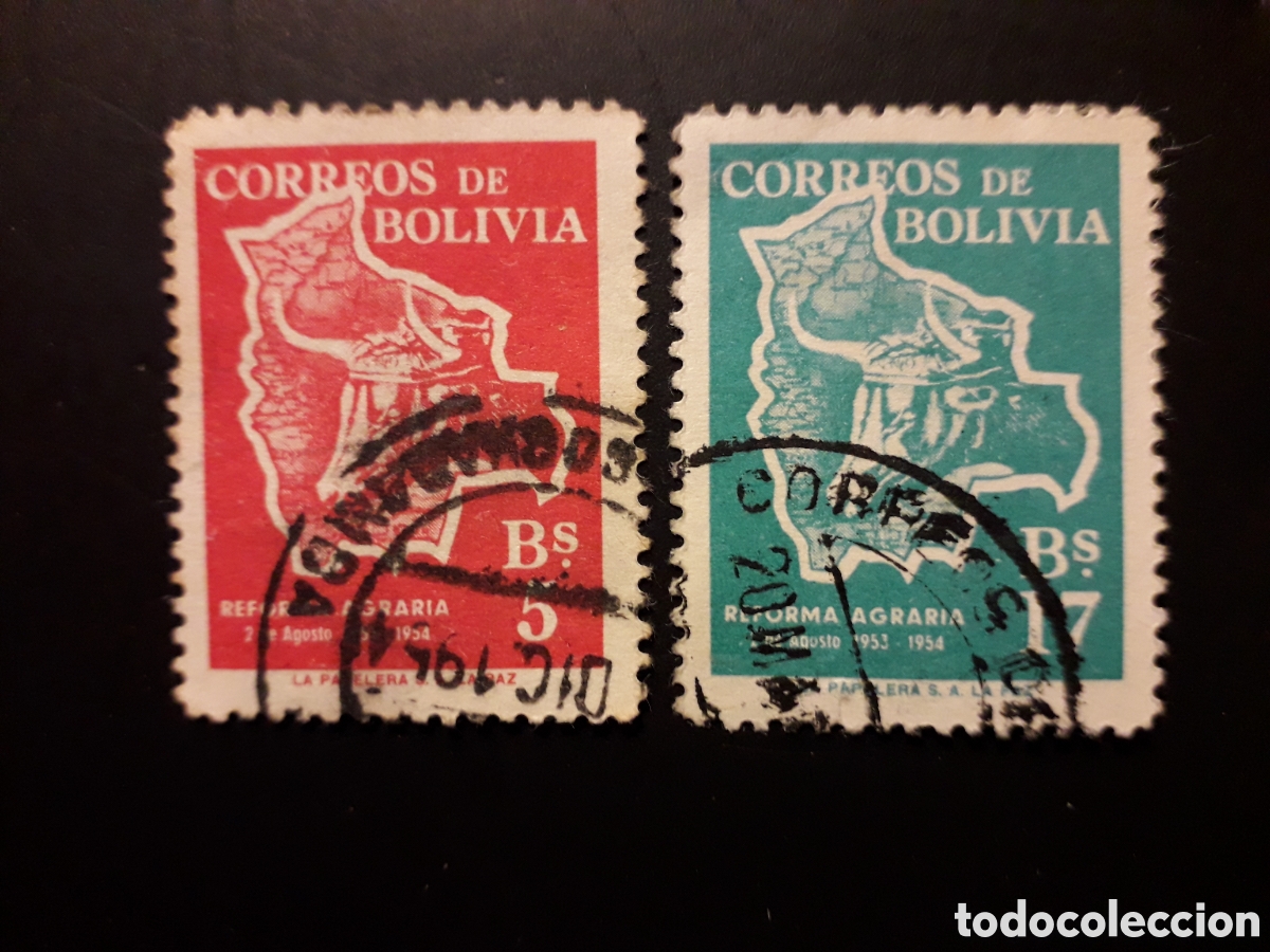 Sellos: BOLIVIA YVERT 353/4 SERIE COMPLETA USADA 1954 MAPAS, AGRICULTURA PEDIDO M&Iacute;NIMO 3&euro;