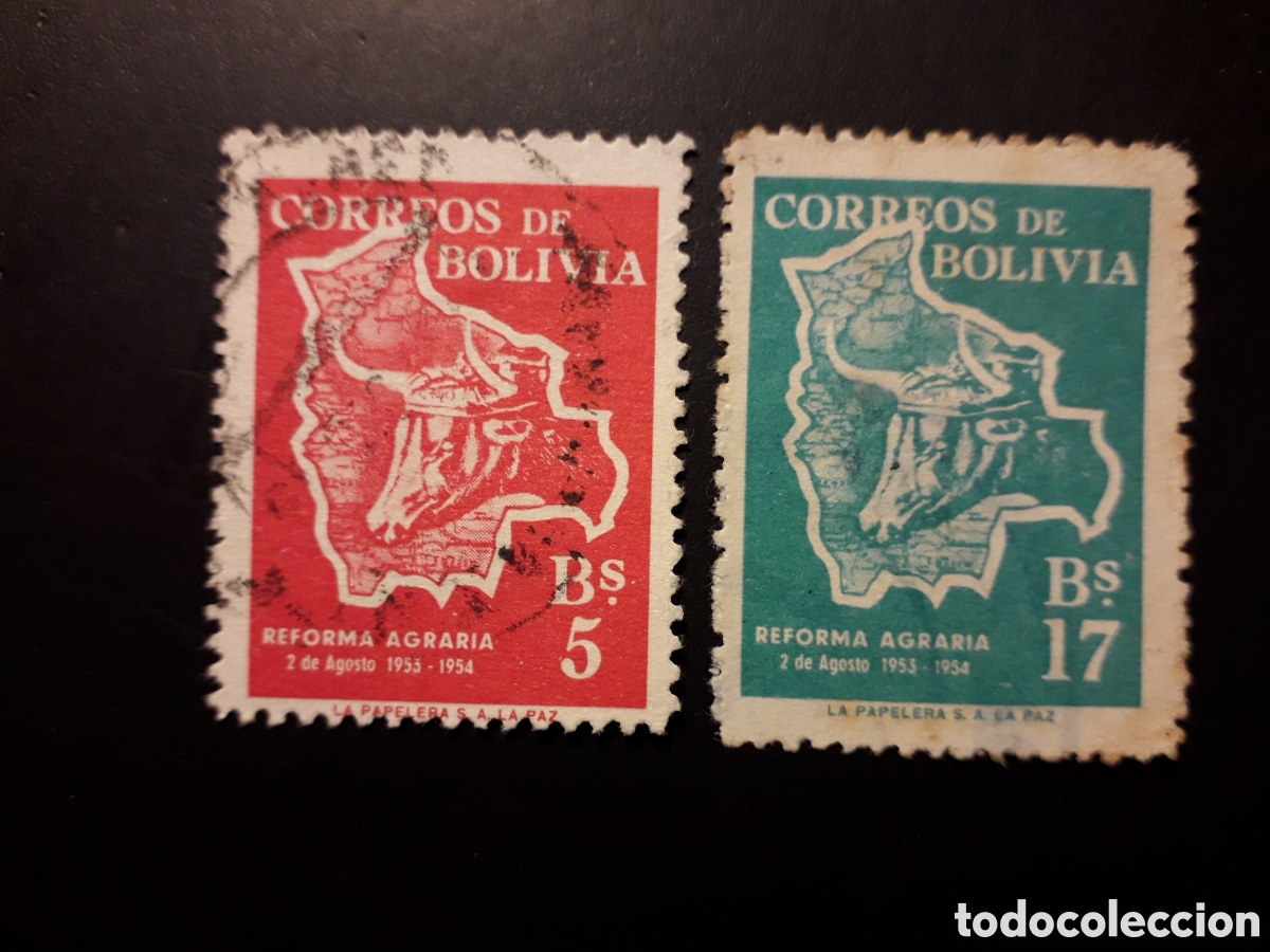 Sellos: BOLIVIA YVERT 353/4 SERIE COMPLETA USADA 1954 MAPAS, AGRICULTURA PEDIDO M&Iacute;NIMO 3&euro;
