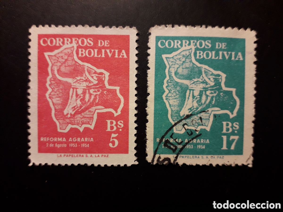 Sellos: BOLIVIA YVERT 353/4 SERIE COMPLETA USADA 1954 MAPAS, AGRICULTURA PEDIDO M&Iacute;NIMO 3&euro;