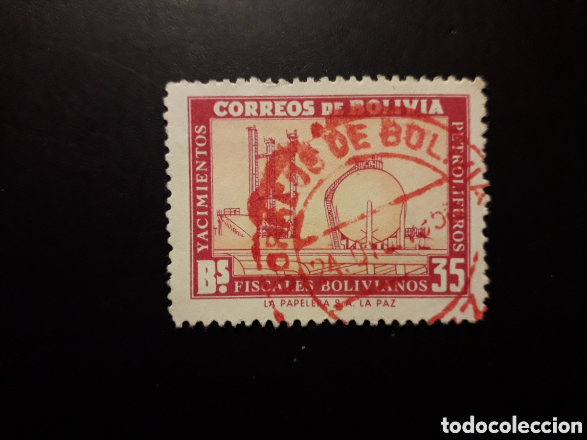 Sellos: BOLIVIA YVERT 356 SELLO SUELTO USADO 1955 INDUSTRIA PETROLERA PETROLEO PEDIDO M&Iacute;NIMO 3&euro;