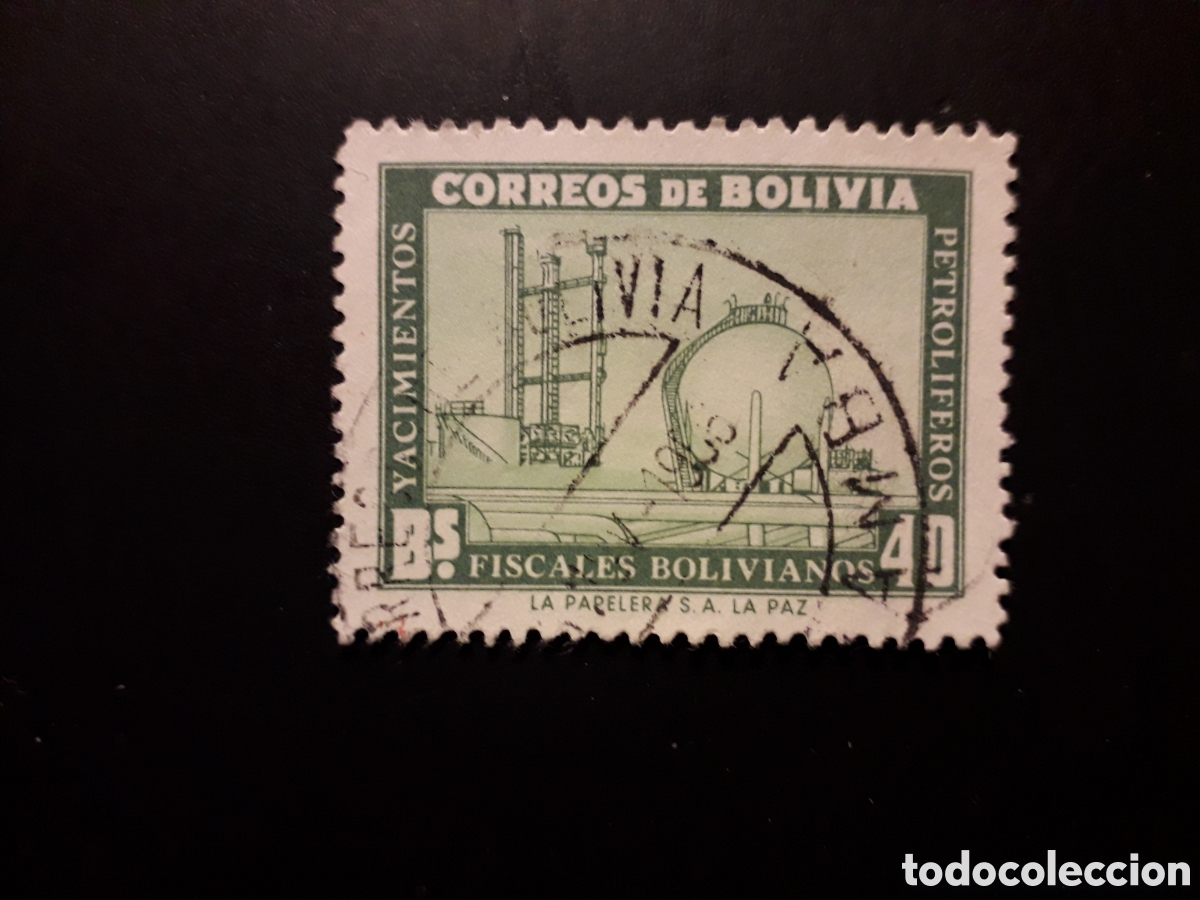Sellos: BOLIVIA YVERT 357 SELLO SUELTO USADO 1955 INDUSTRIA PETROLERA PETROLEO PEDIDO M&Iacute;NIMO 3&euro;