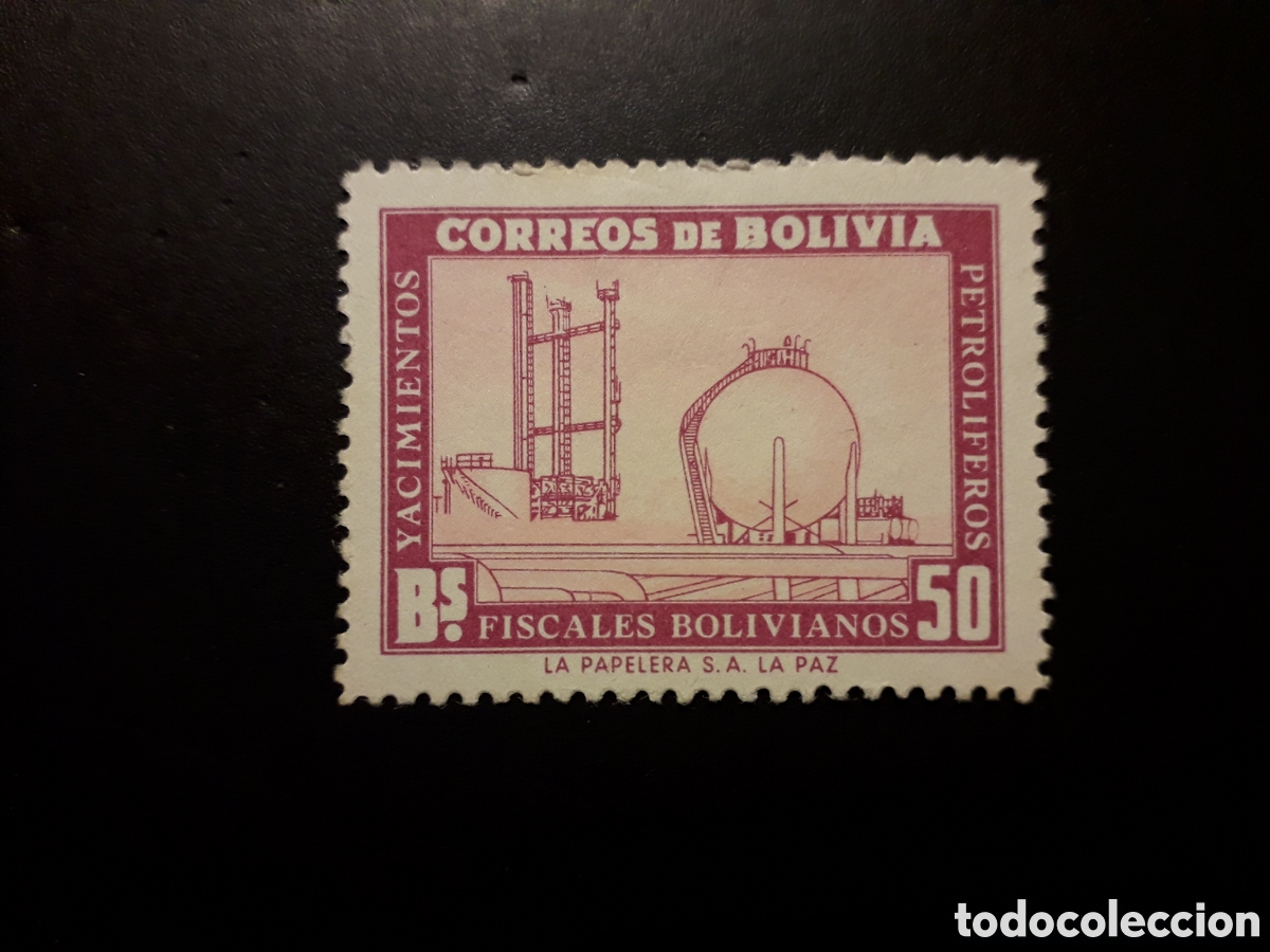 Sellos: BOLIVIA YVERT 358 SELLO SUELTO USADO 1955 INDUSTRIA PETROLERA PETROLEO PEDIDO M&Iacute;NIMO 3&euro;