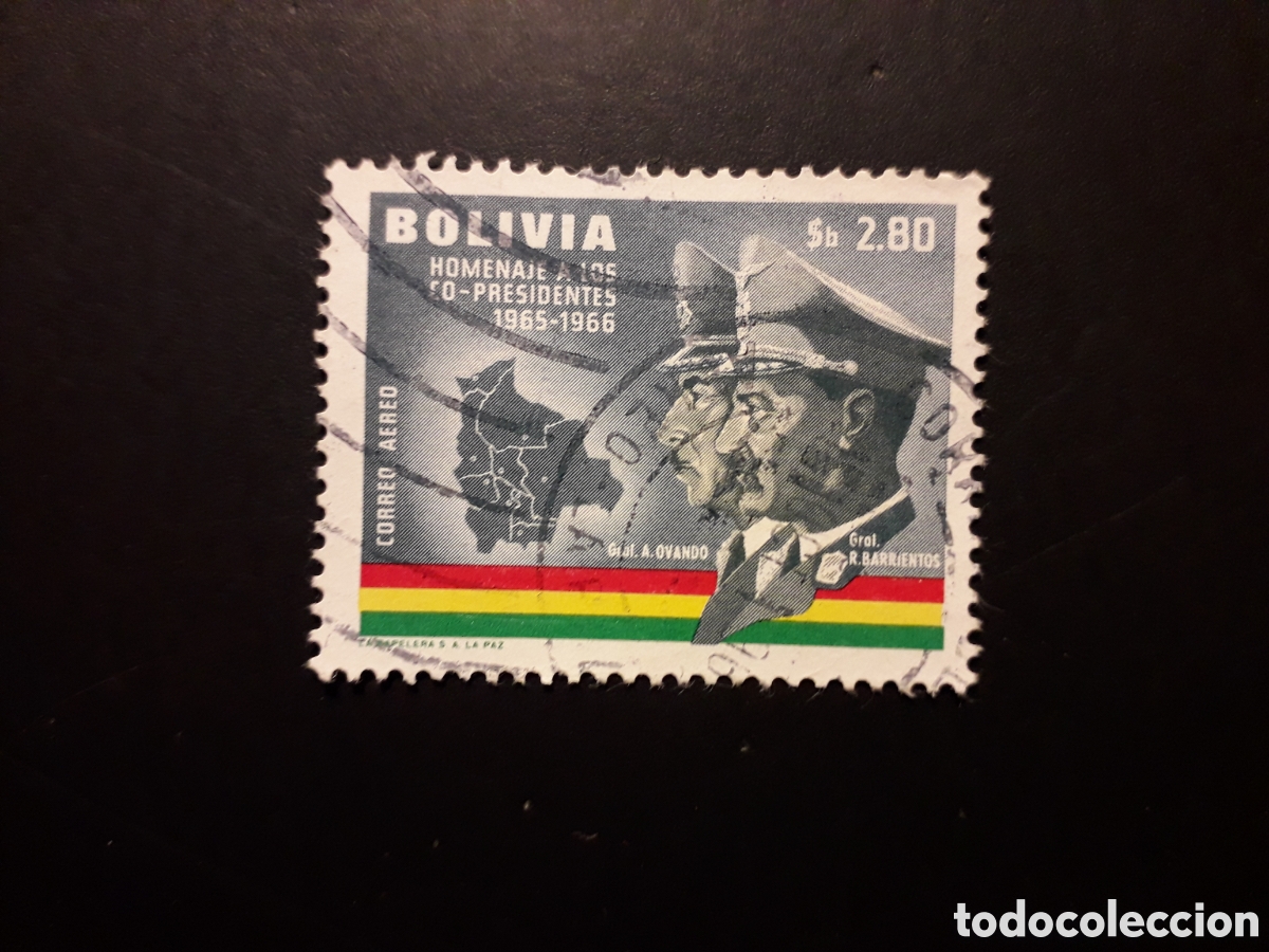 Sellos: BOLIVIA YVERT A 252 SELLO SUELTO USADO 1966 CO PRESIDENTES, MAPAS, PEDIDO M&Iacute;NIMO 3&euro;