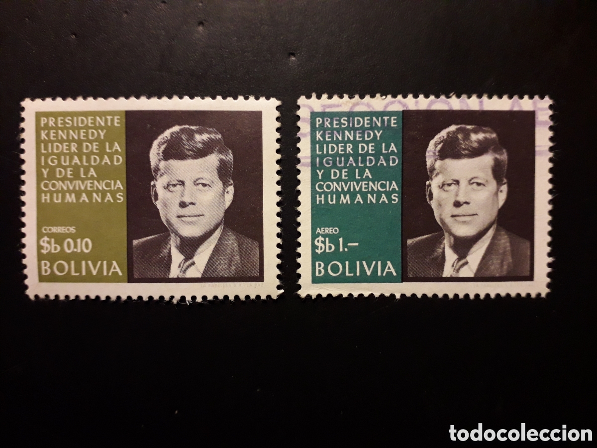 Sellos: BOLIVIA YVERT 475/6 SERIE USADA Y NUEVA CON CHARNELA 1968 PRESIDENTE J F KENNEDY PEDIDO M&Iacute;NIMO 3&euro;