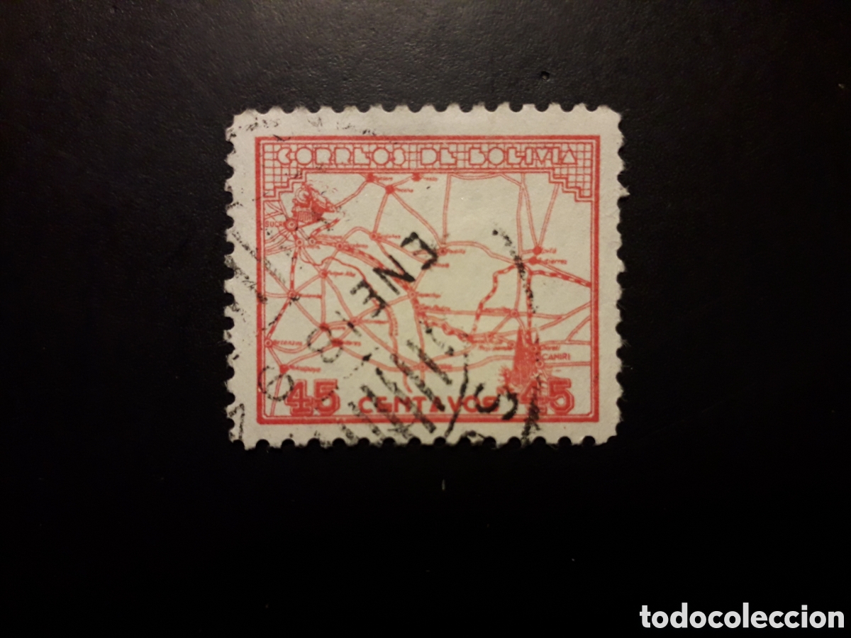 Sellos: BOLIVIA YVERT 217 SELLO SUELTO USADO 1938 SOCIALISMO, MAPAS, TRENES PEDIDO M&Iacute;NIMO 3&euro;