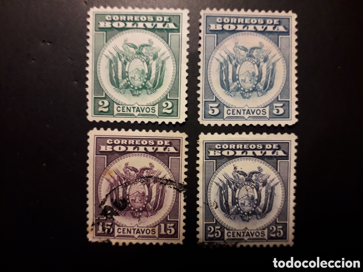 Sellos: BOLIVIA YVERT 184/8 SIN 186 SERIE CORTA USADA 1933 ESCUDOS PEDIDO M&Iacute;NIMO 3&euro;