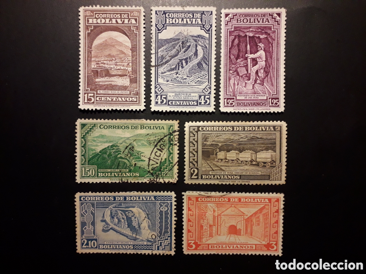 Sellos: BOLIVIA YVERT 264/70 SERIE COMPLETA USADA 1943 PAISAJES, MINAS, MINER&Iacute;A, MONUMENTOS PEDIDO M&Iacute;NIMO 3&euro;