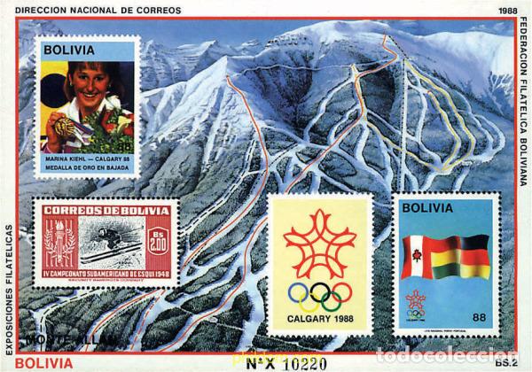 Sellos: 70551 MNH BOLIVIA 1988 15 JUEGOS OLIMPICOS INVIERNO CALGARY 1988