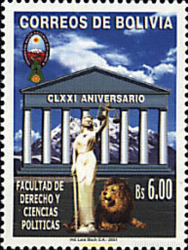 Sellos: 79041 MNH BOLIVIA 2001 171&ordm; ANIVERSARIO DE LA FACULTAD DE DERECHO Y CIENCIAS POLITICAS