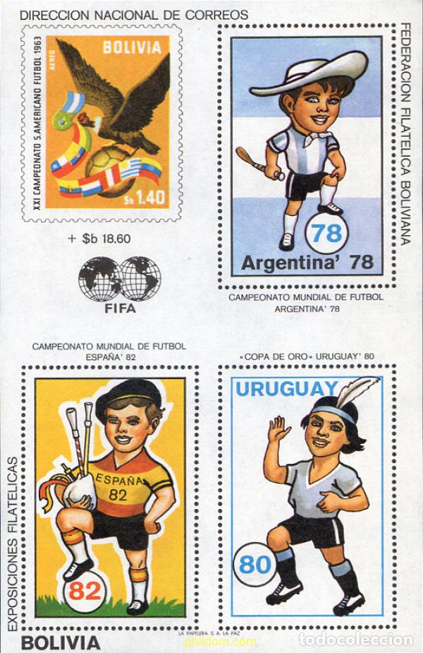 Sellos: 686122 MNH BOLIVIA 1980 COPA DEL MUNDO DE FUTBOL. ARGENTINA, URUGUAY Y ESPA&Ntilde;A