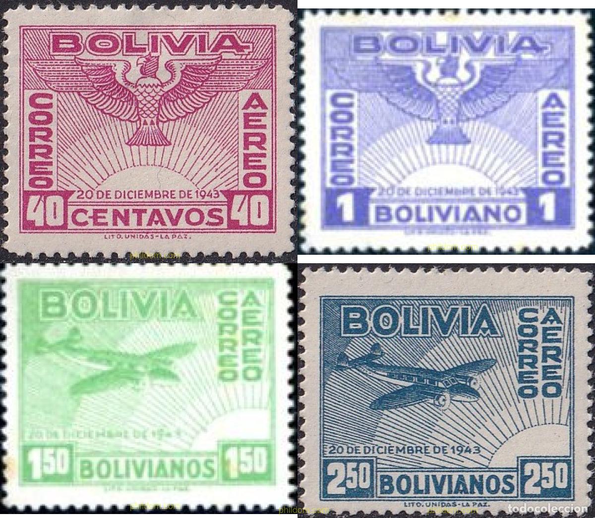 Sellos: 292939 MNH BOLIVIA 1944 ANIVERSARIO DE LA REVOLUCION