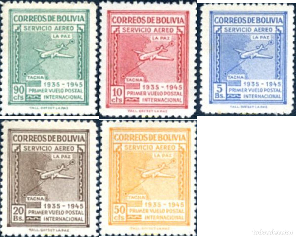 Sellos: 790074 HINGED BOLIVIA 1945 10 ANIVERSARIO DEL PRIMER VUELO POSTAL LA PAZ-TACNA